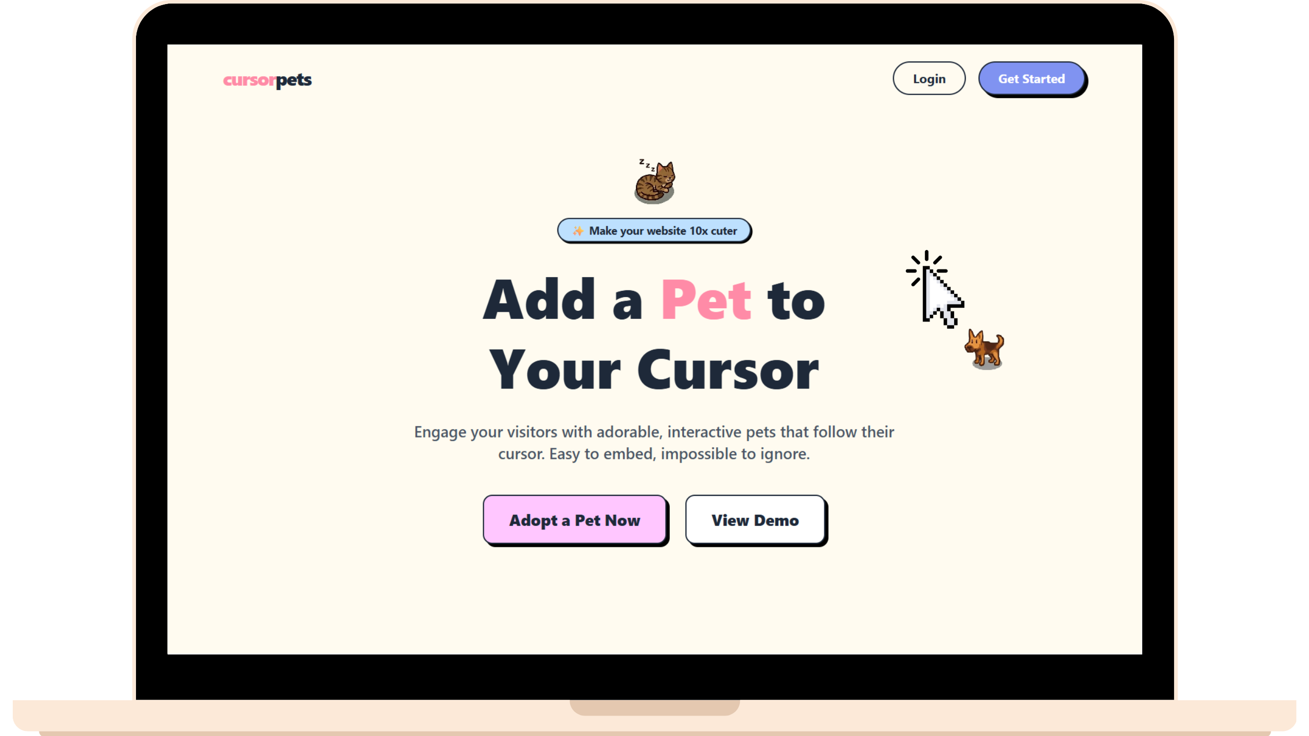 Cursor Pets - Screenshot 2 showing product features and functionality