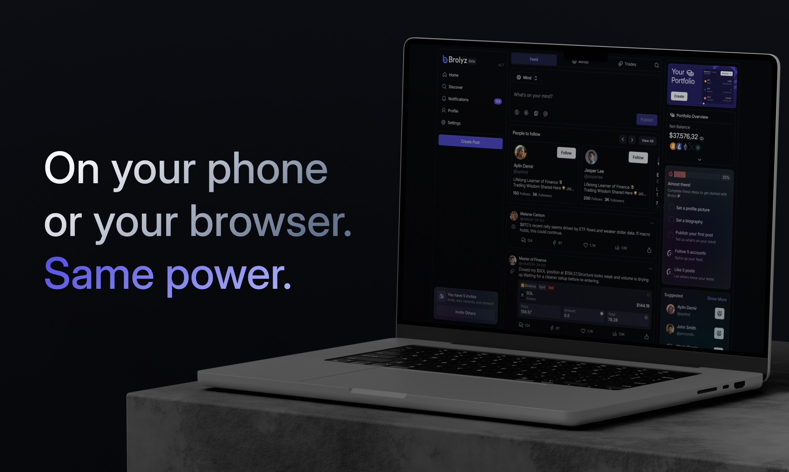 Brolyz: Financial Social Media Platform - Build your community. Share trades, insights, and portfolio media 3