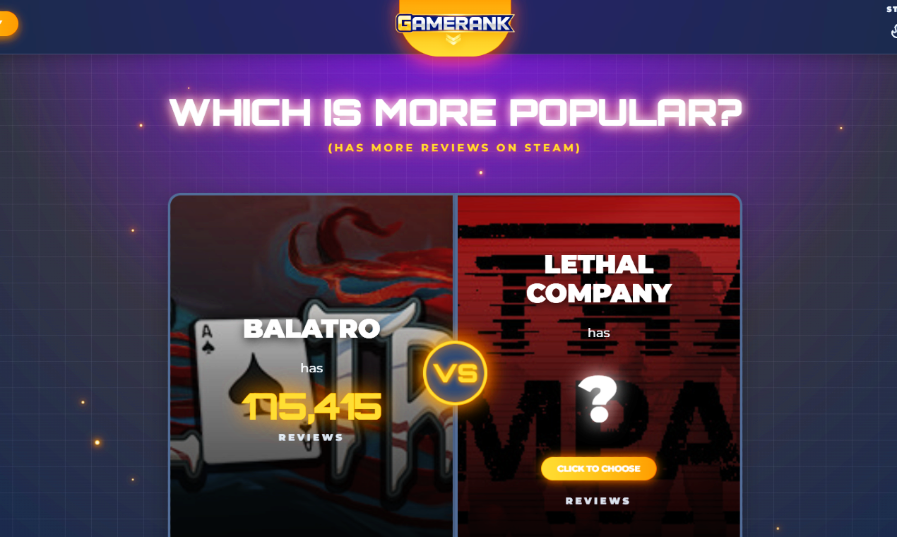 GameRank - Screenshot 2 showing product features and functionality