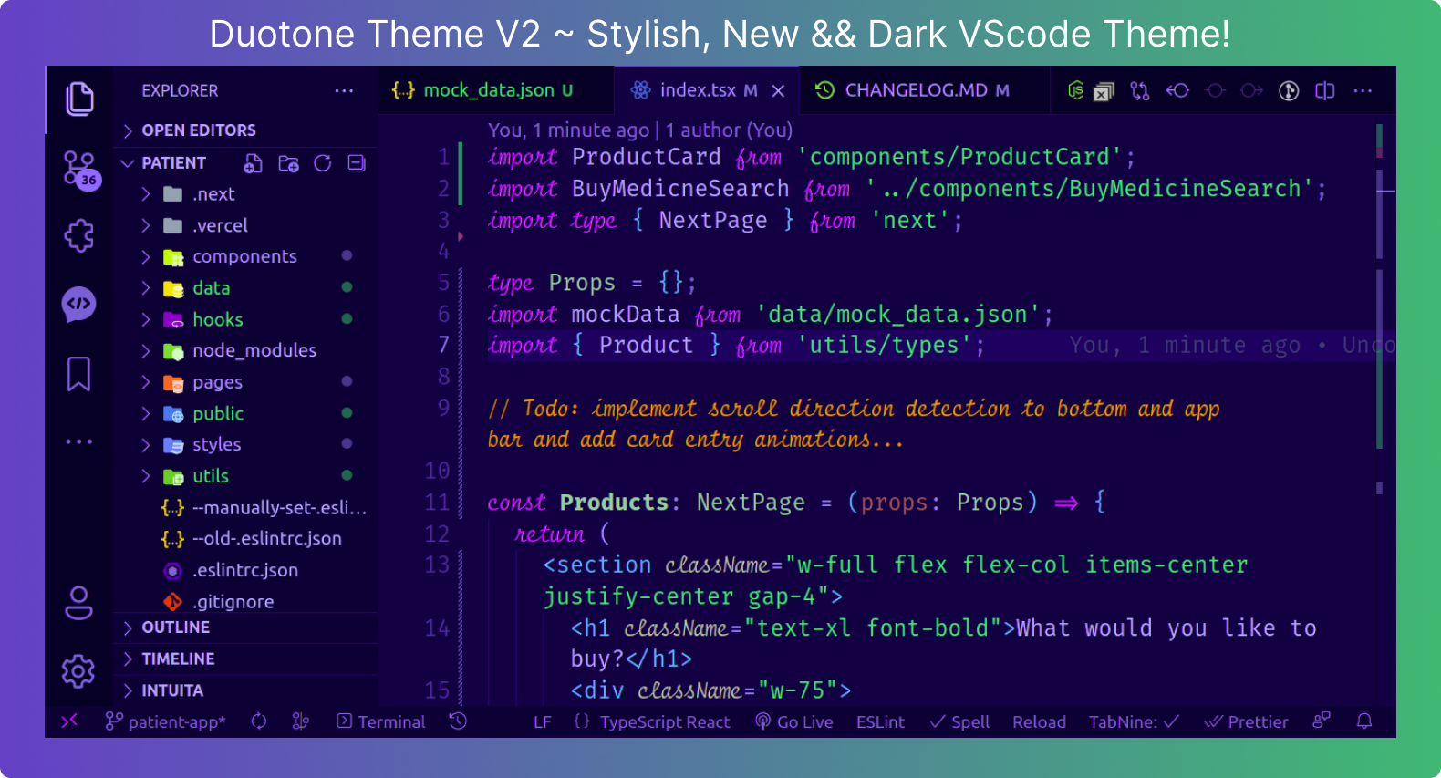 Duotone Tema v2 - 🌆 tema VScode elegante, nuovo e scuro! media 1