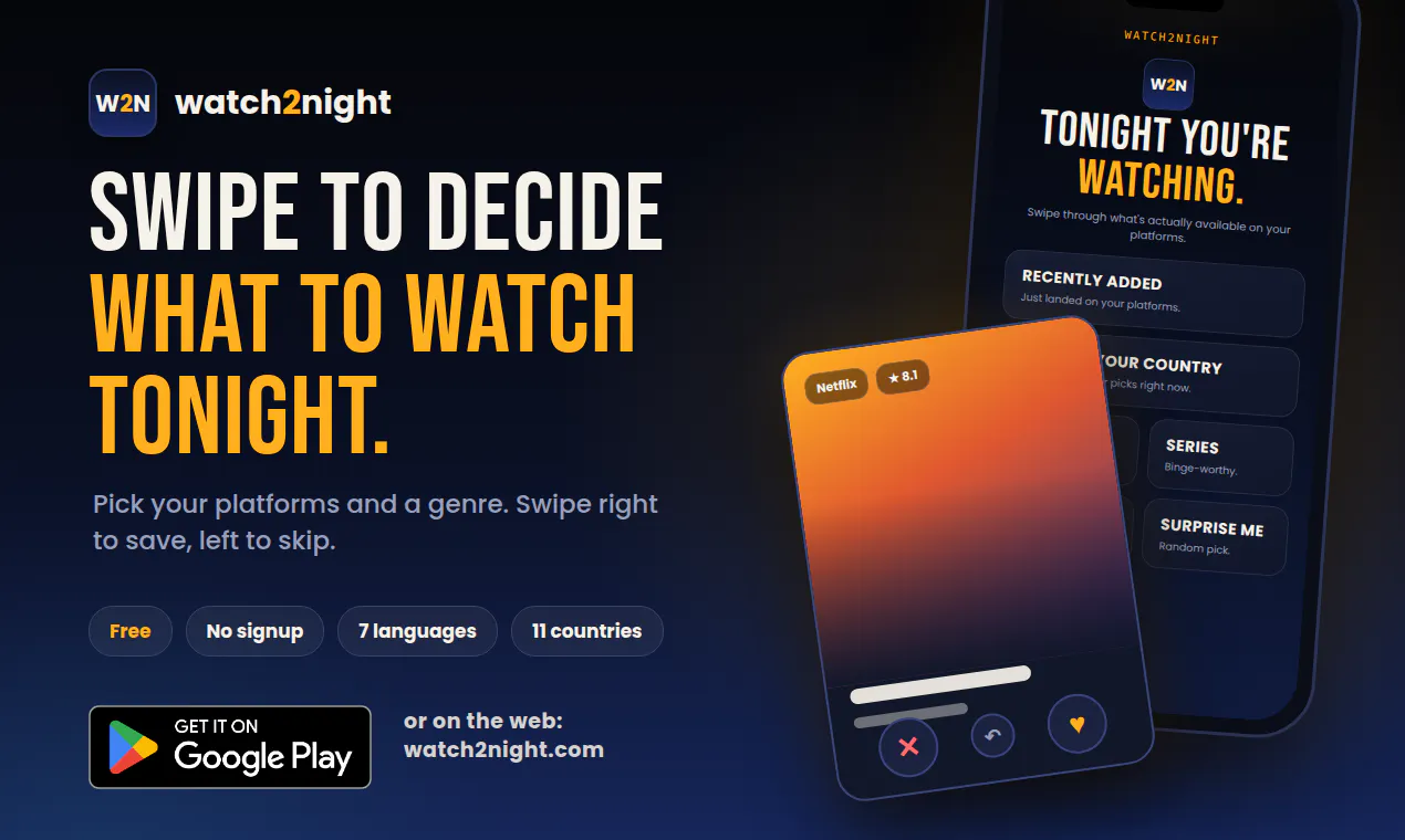 Swiping-style movie and series picker gallery image