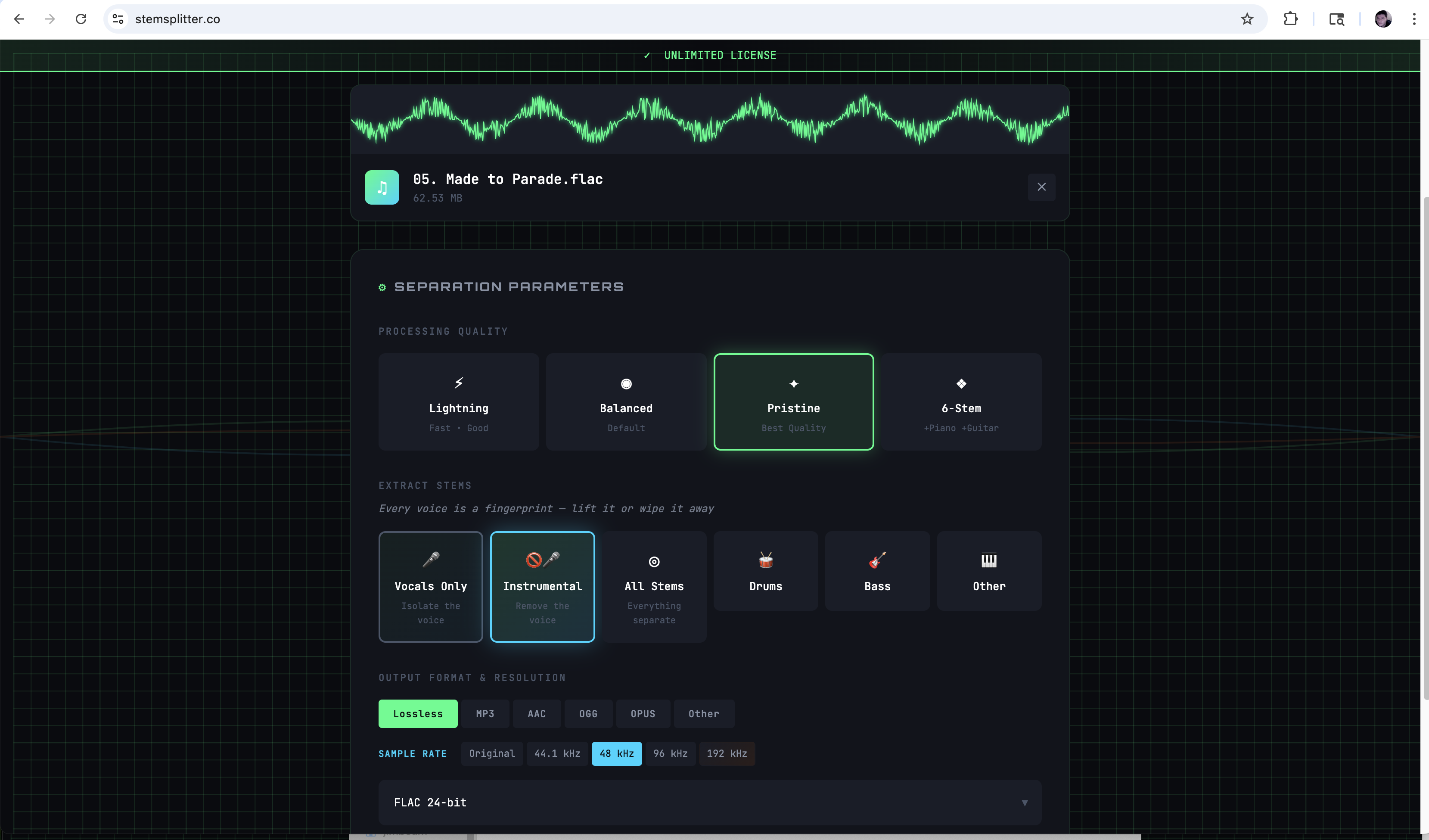 STEMSPLITTER - Screenshot 2 showing product features and functionality
