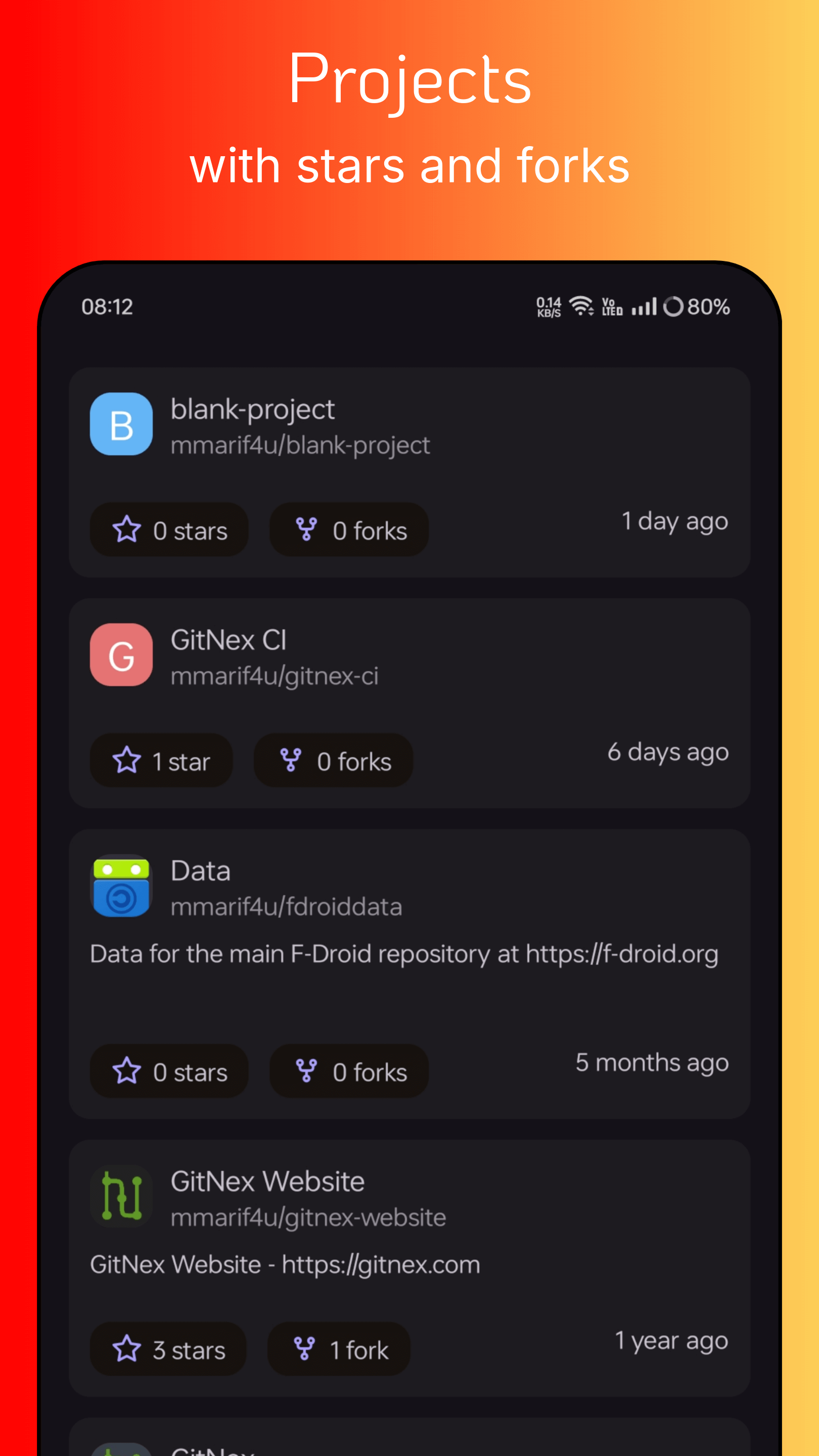 Mídia 4 de Labnex - Aplicativo nativo do Android para Gitlab