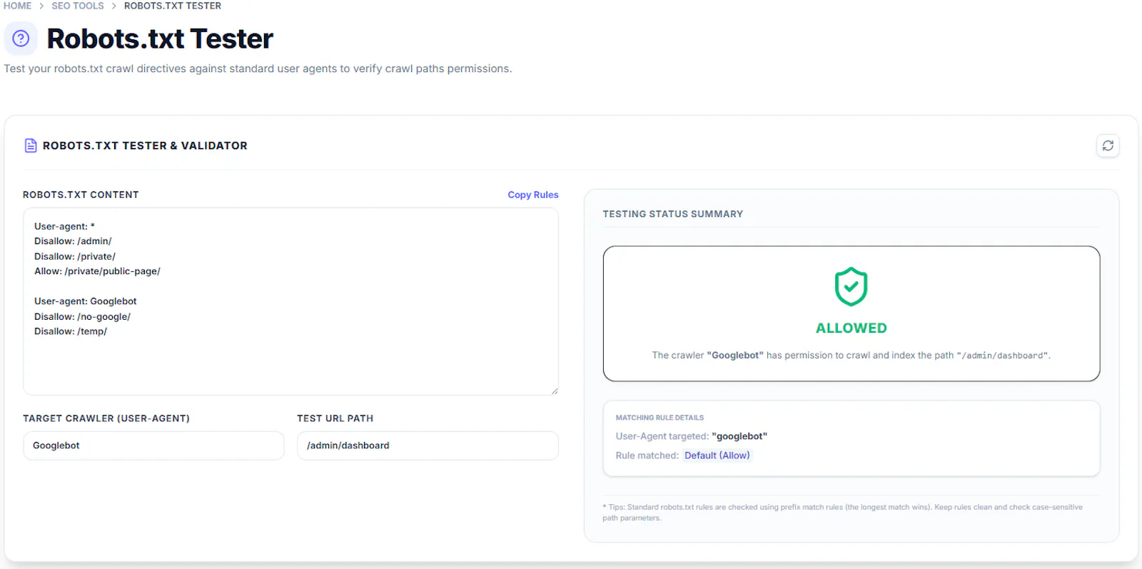 Robots.txt Tester screenshot 1
