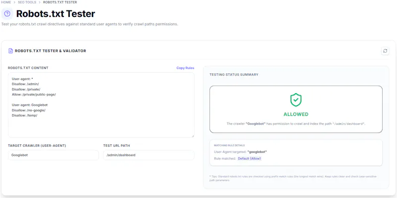 Robots.txt Tester screenshot 1
