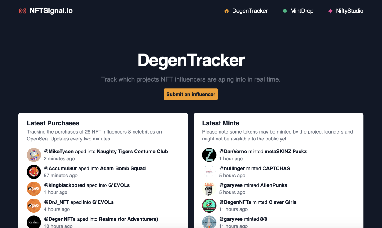 NFT Degen Tracker gallery image