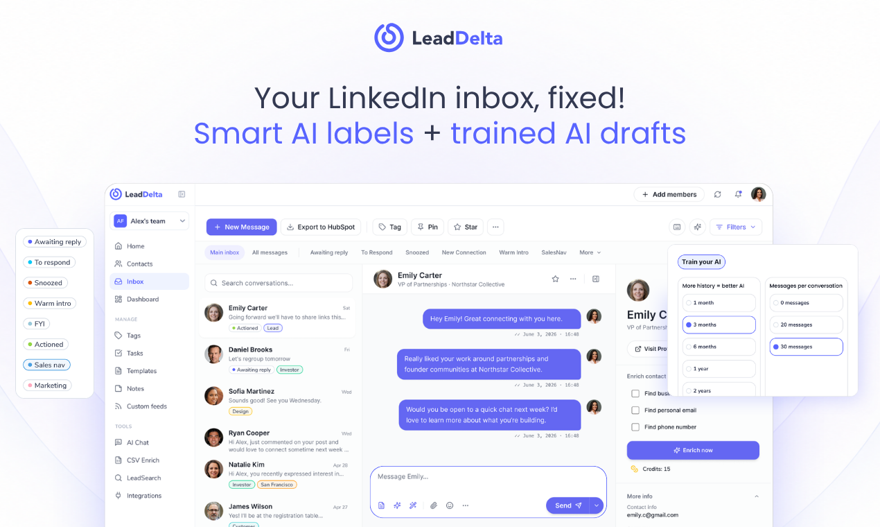 LeadDelta 5.0: AI Warm Intros + AI Inbox gallery image
