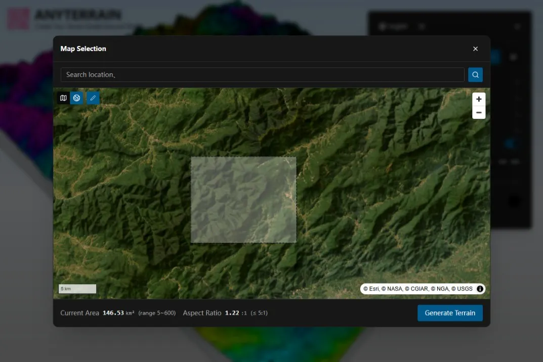 AnyTerrain · RealWorld 3D Terain Creator gallery image