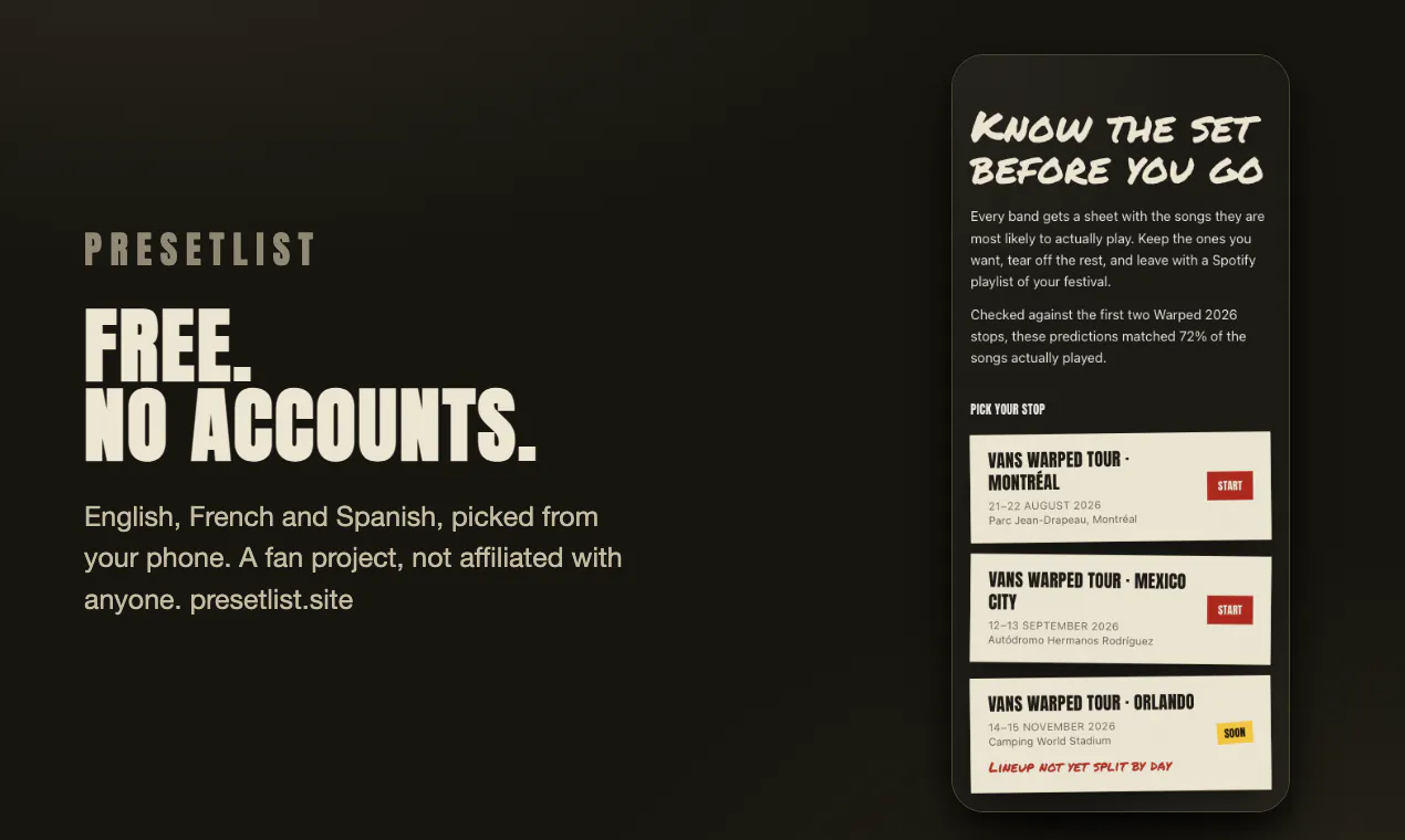 Presetlist screenshot 4
