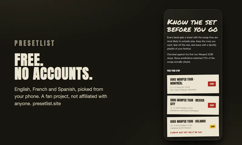 Presetlist screenshot 4