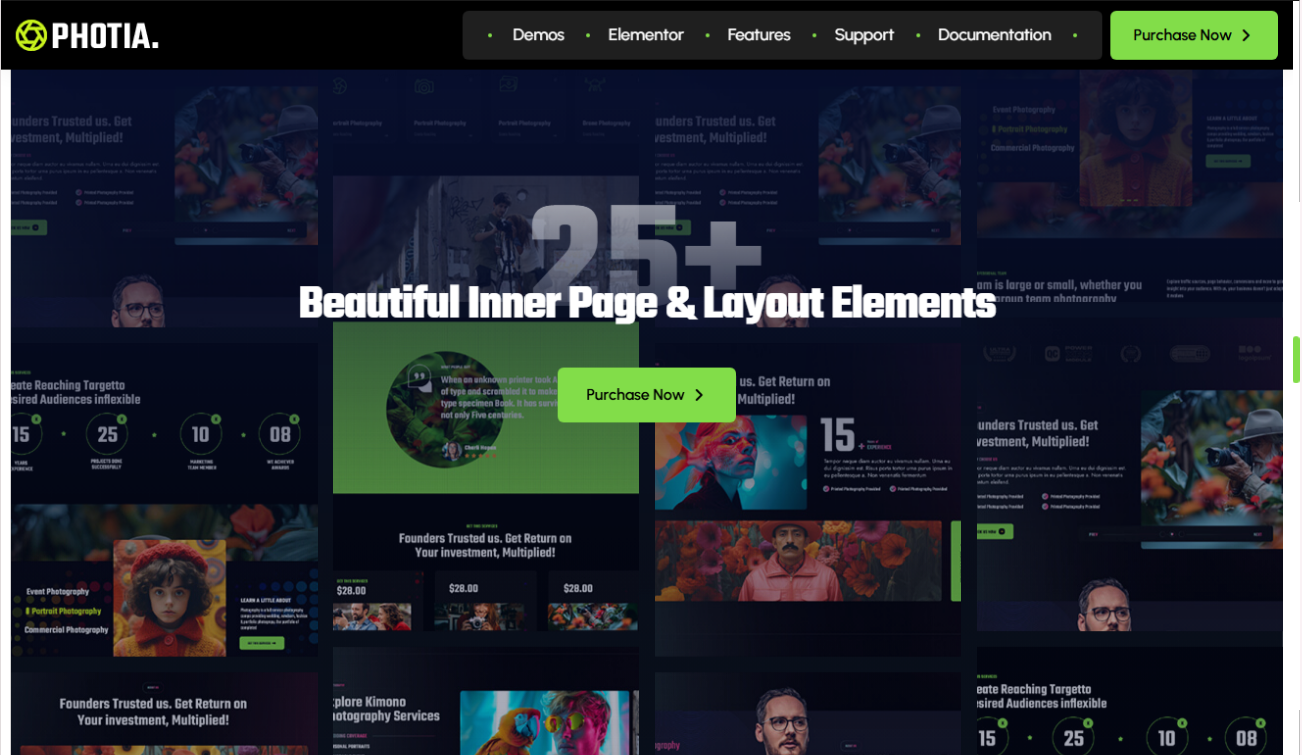 Photia – Photography Portfolio Theme - Screenshot 3 showing product features and functionality