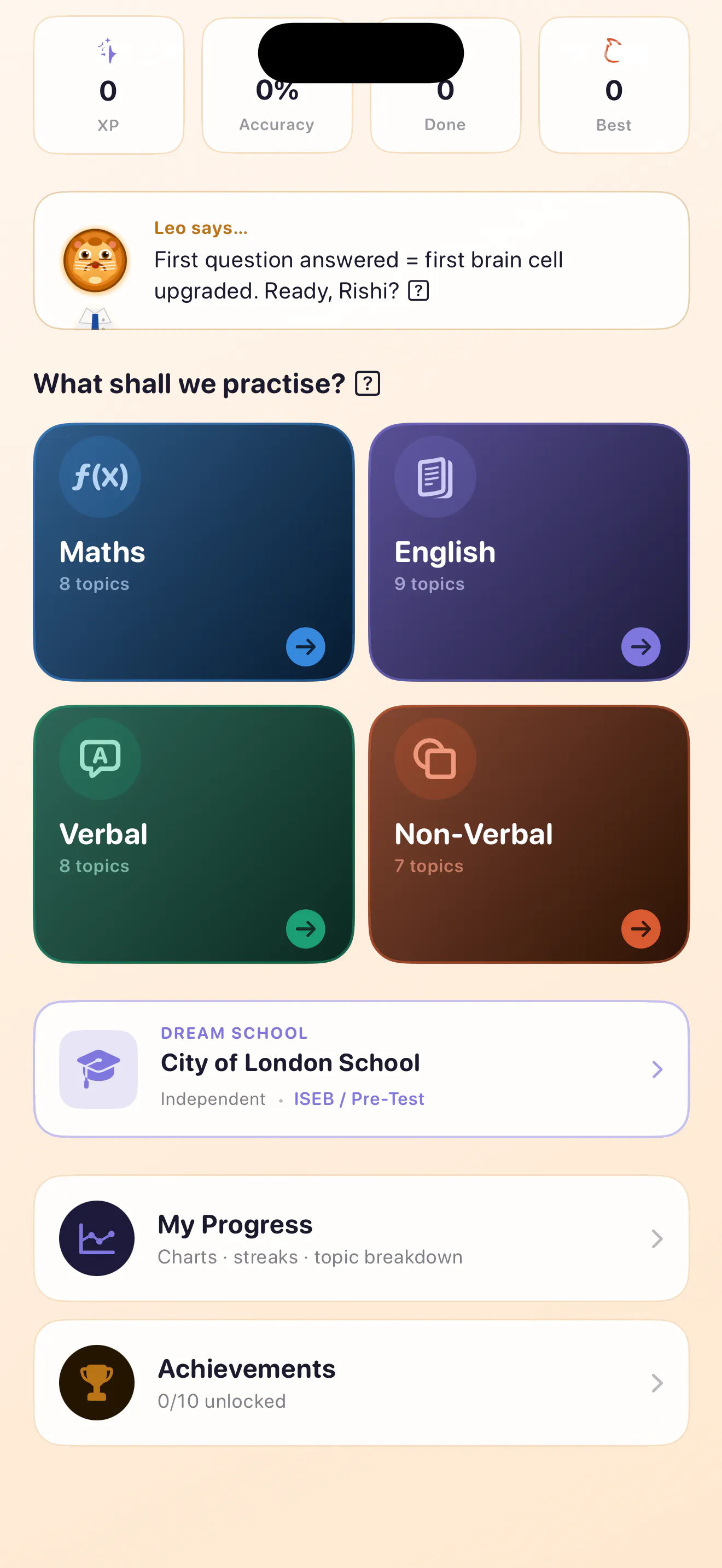 Strive with Leo — 11+ Exam App 截图