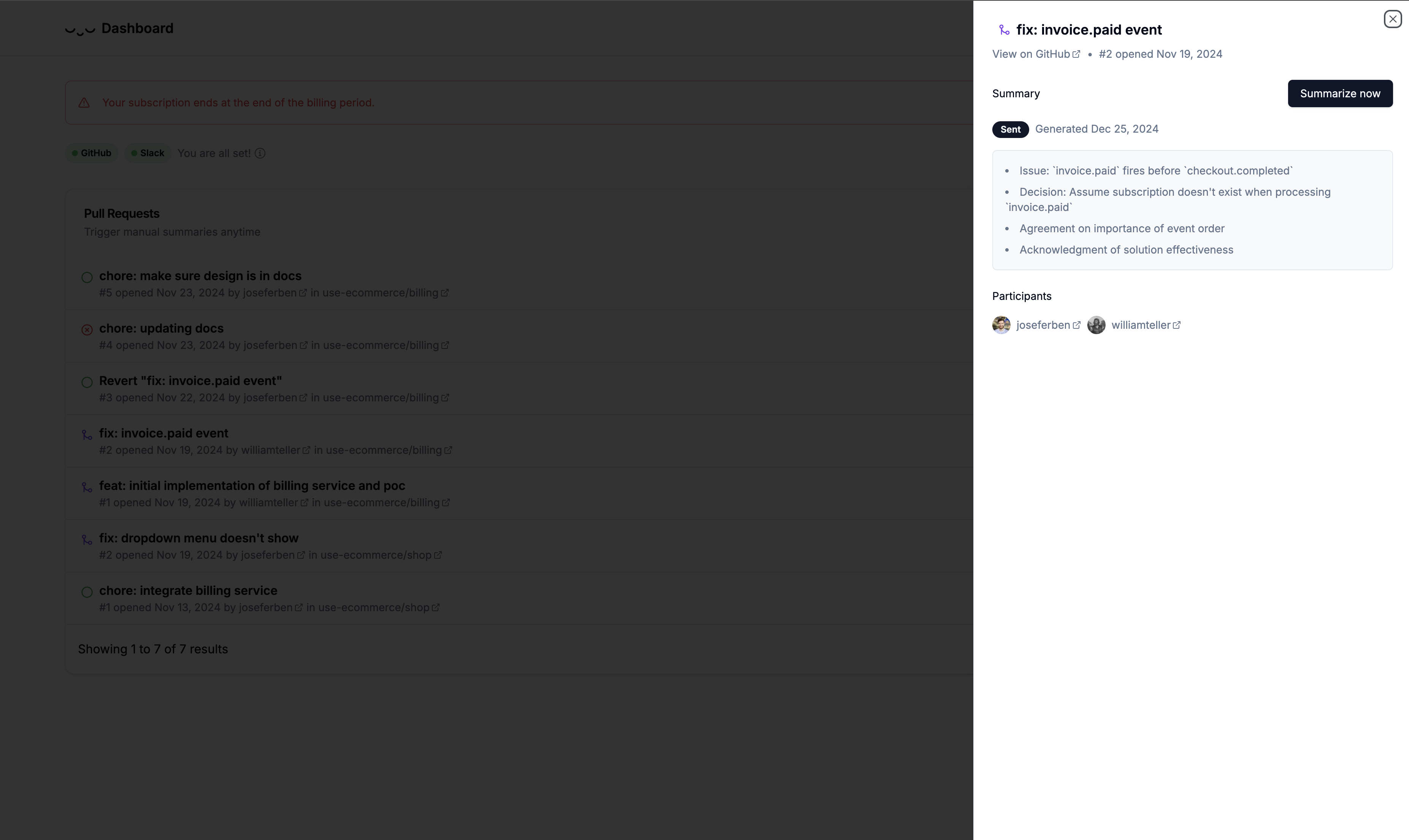 Lessnoise.app - Github मुद्दों और PRS स्लैक डाइजेस्ट के रूप में मीडिया 2
