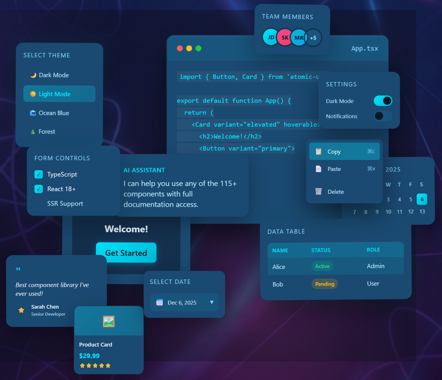 Atomic UI Components - Screenshot 2 showing product features and functionality