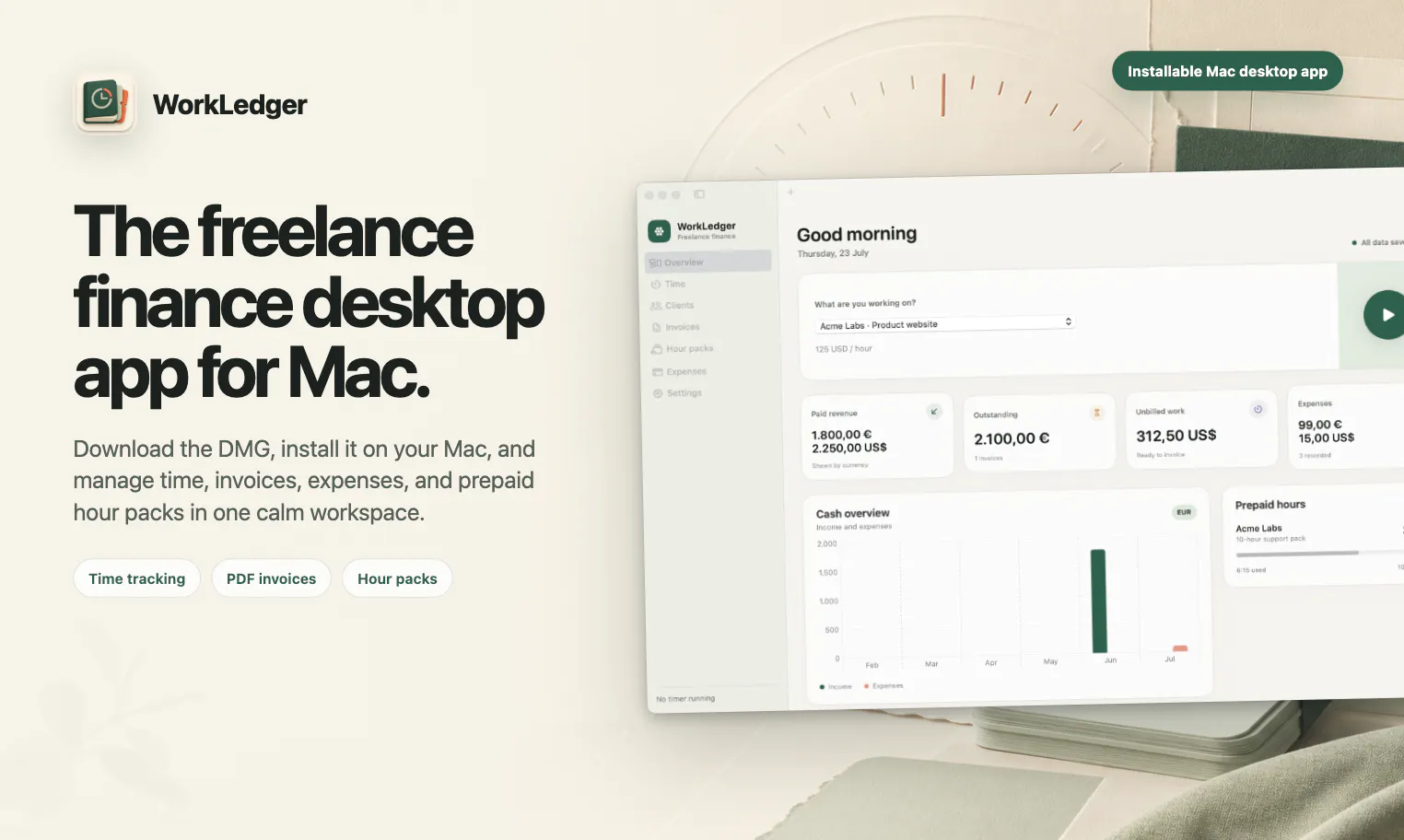 WorkLedger — Freelance Time, Invoices gallery image