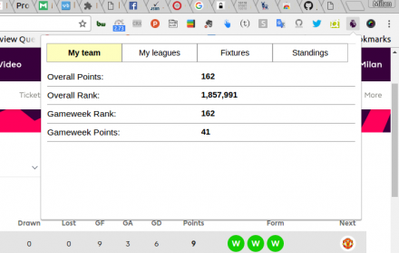 EPL Fantasy Chrome Extension gallery image