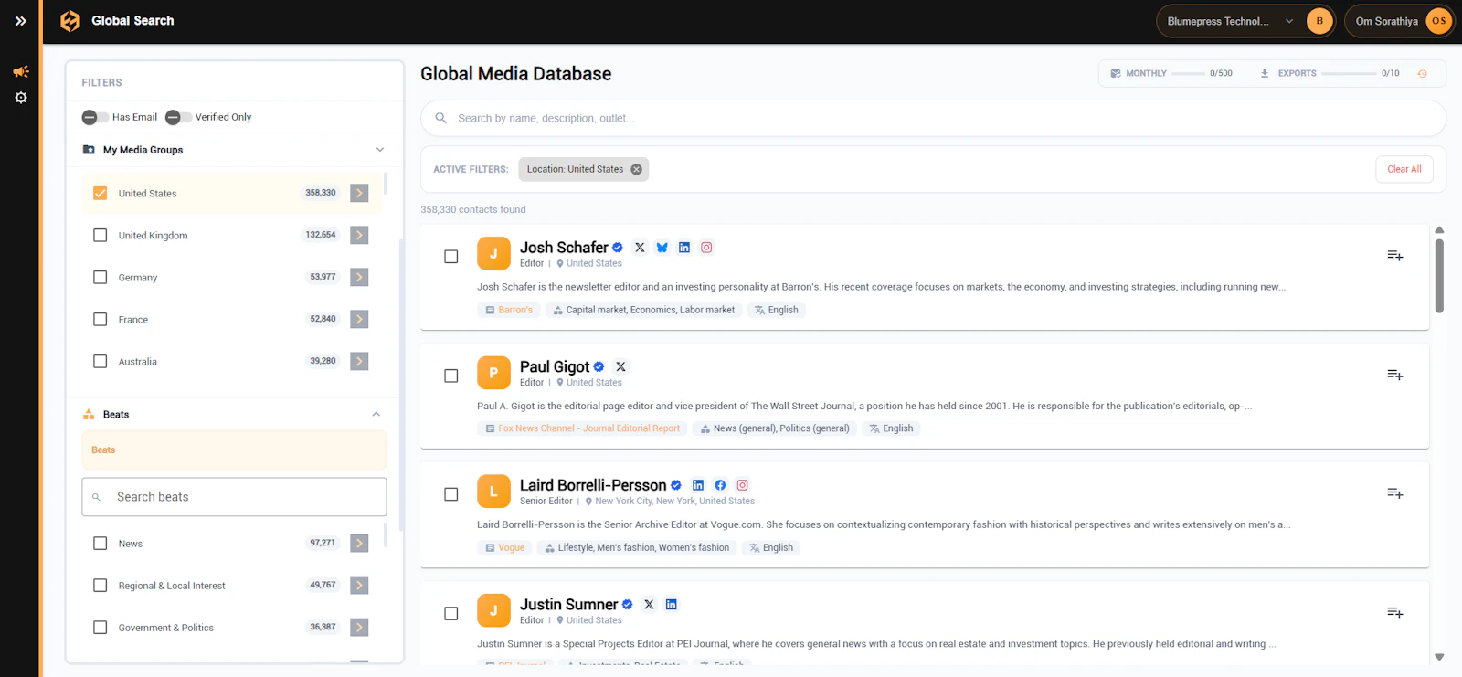 Blumepress Global Search screenshot 3