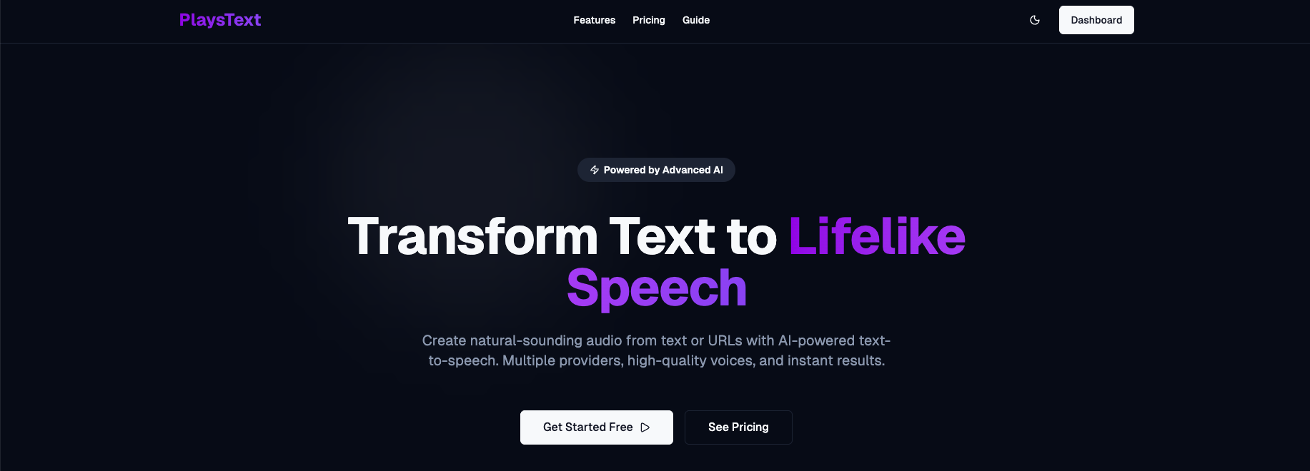 PlaysText - Main product screenshot demonstrating key features and user interface