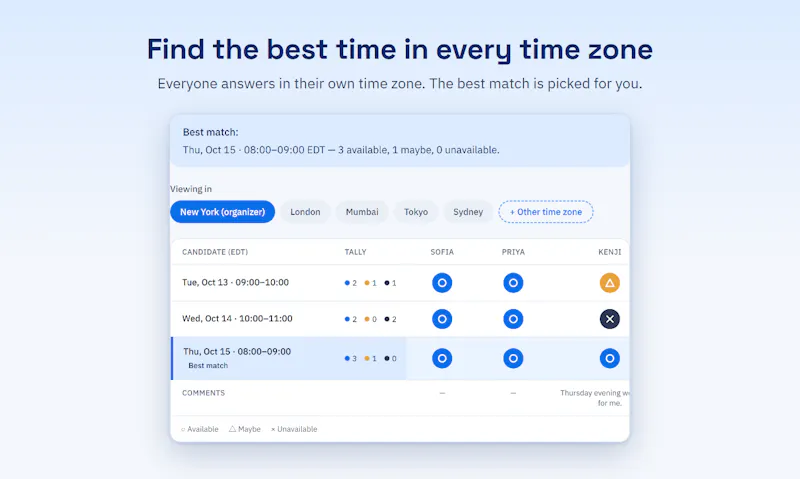 GlobalMeetingTime screenshot 2