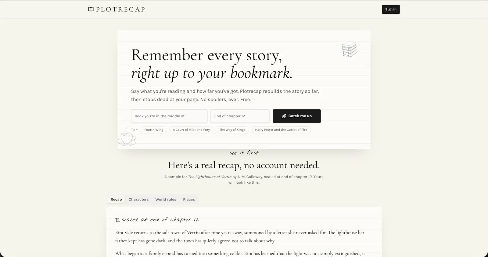 Plotrecap screenshot 2