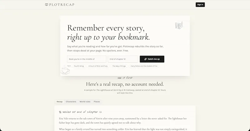 Plotrecap screenshot 2