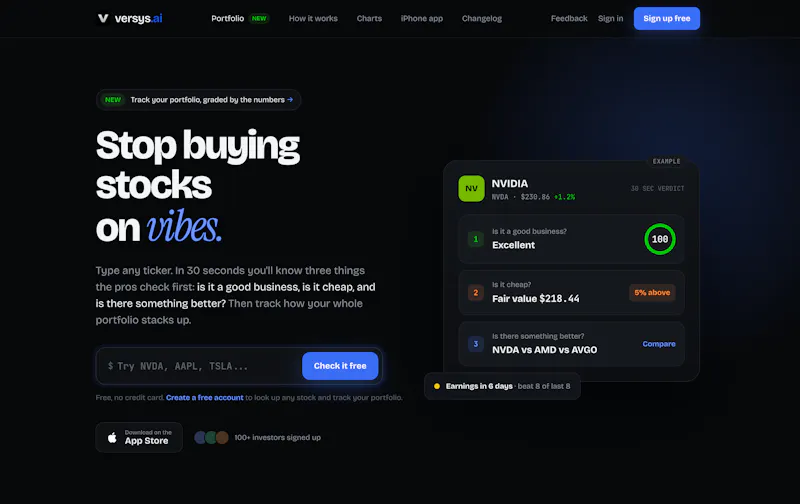 versys.ai —stocks research super app screenshot 2