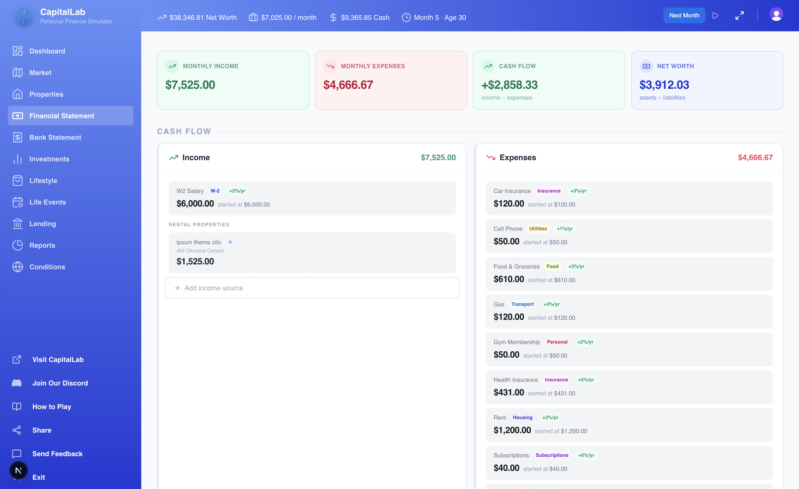 Personal Finance Simulator gallery image