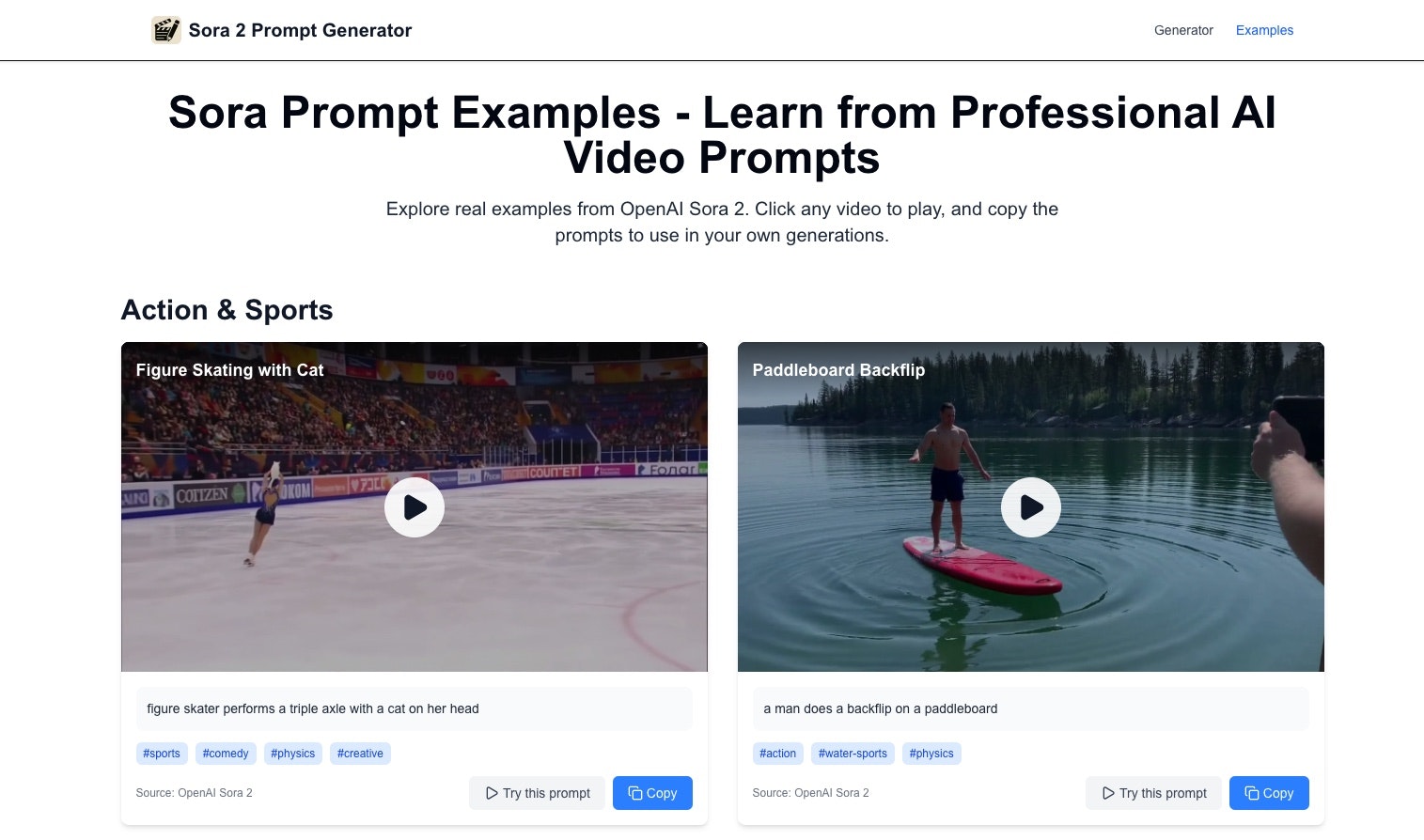Mídia 2 de Gerador de Prompt Sora - Transforme ideias simples em prompts cinematográficos do Sora 2