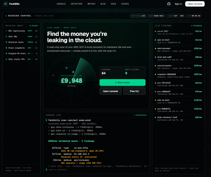 feckbills.com - Save on your cloud! screenshot 1