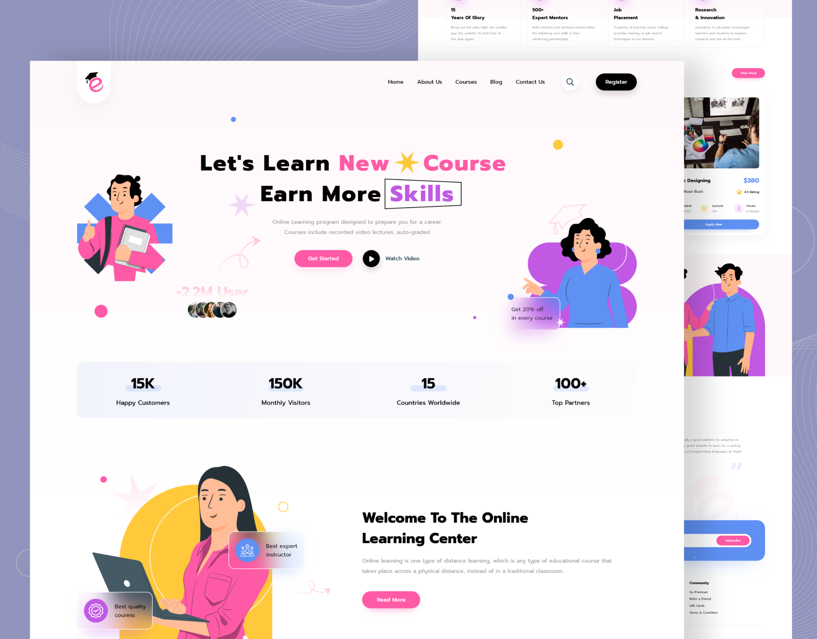 Page de destination du site Web éducatif