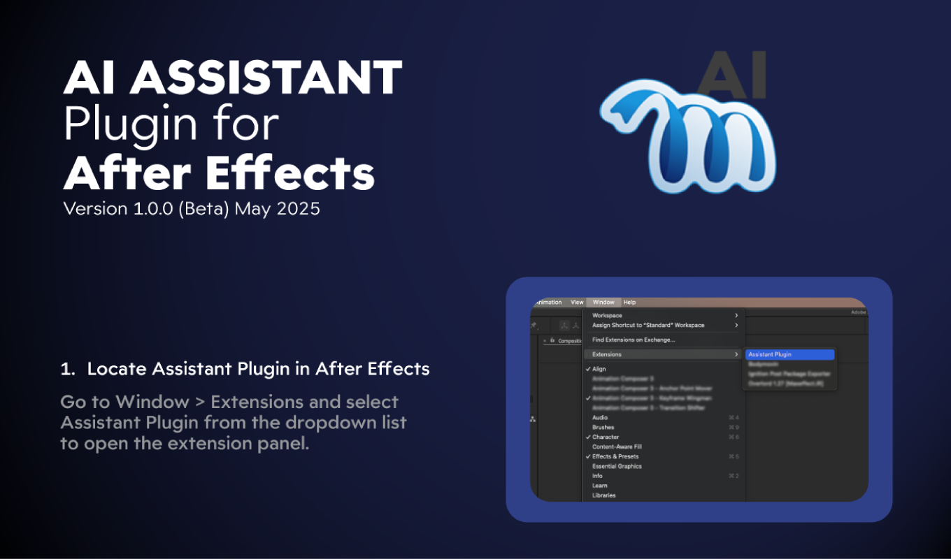 ปลั๊กอิน AI Assistant สำหรับ After Effects - ผู้ช่วย AI อัจฉริยะด้านในหลังเอฟเฟกต์สำหรับการใช้งานในชีวิตประจำวัน media 1