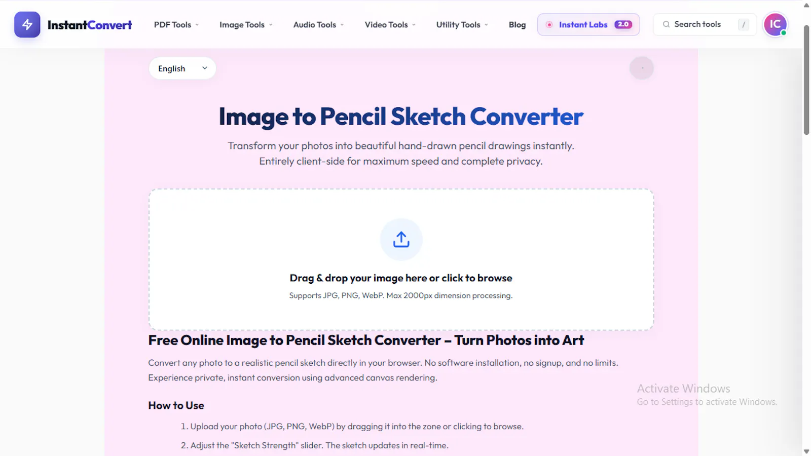 image to pencil sketch screenshot 2