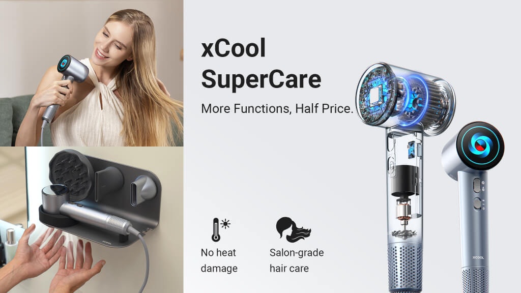 Mídia 2 de SUPERCARE XCOOL: secador de cabelo 2-em-1 - Secador de alta velocidade e secador de mão