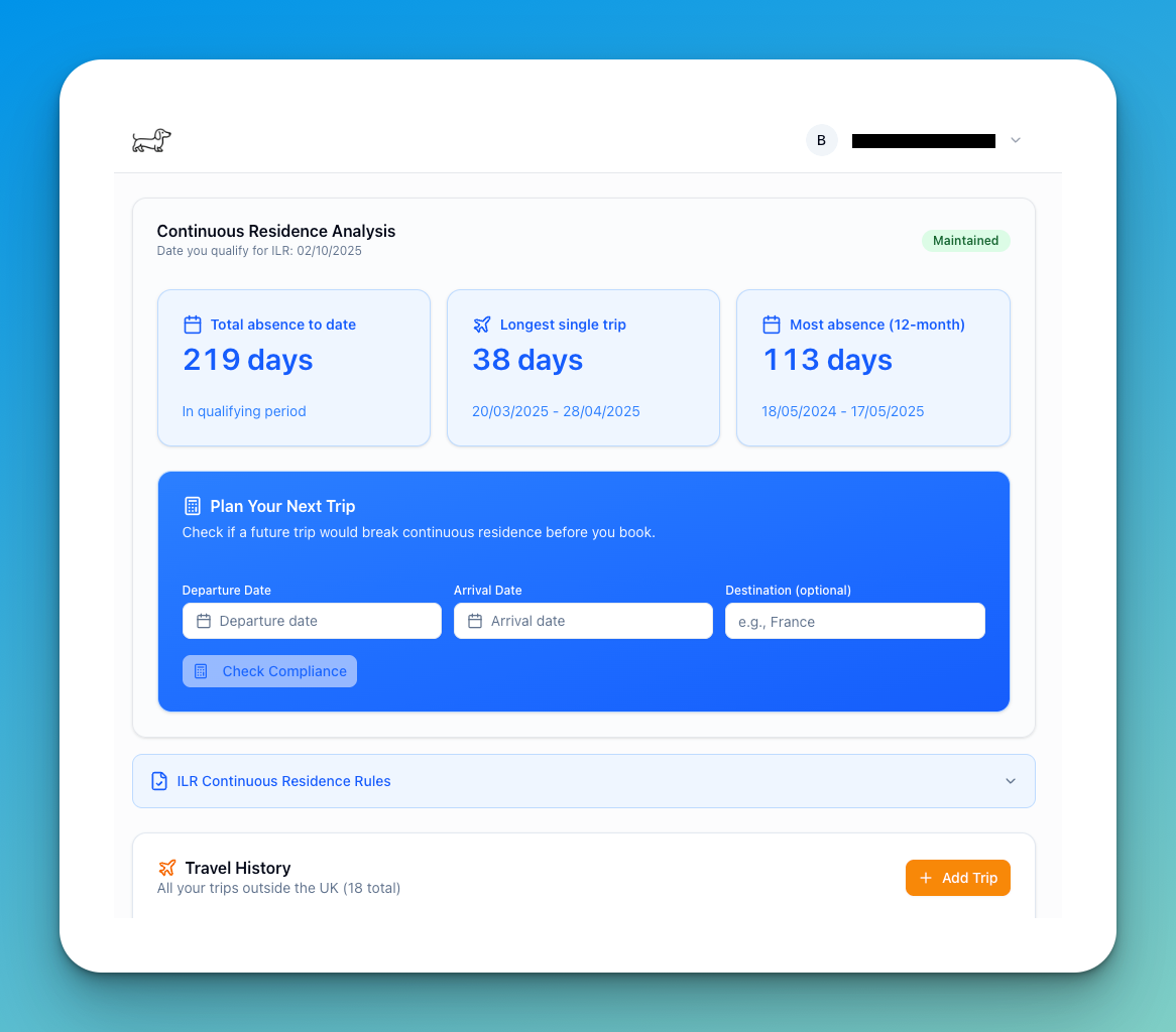 Dillydog - ILR Calculator |Отслеживайте ваши отсутствия в Великобритании медиа 3