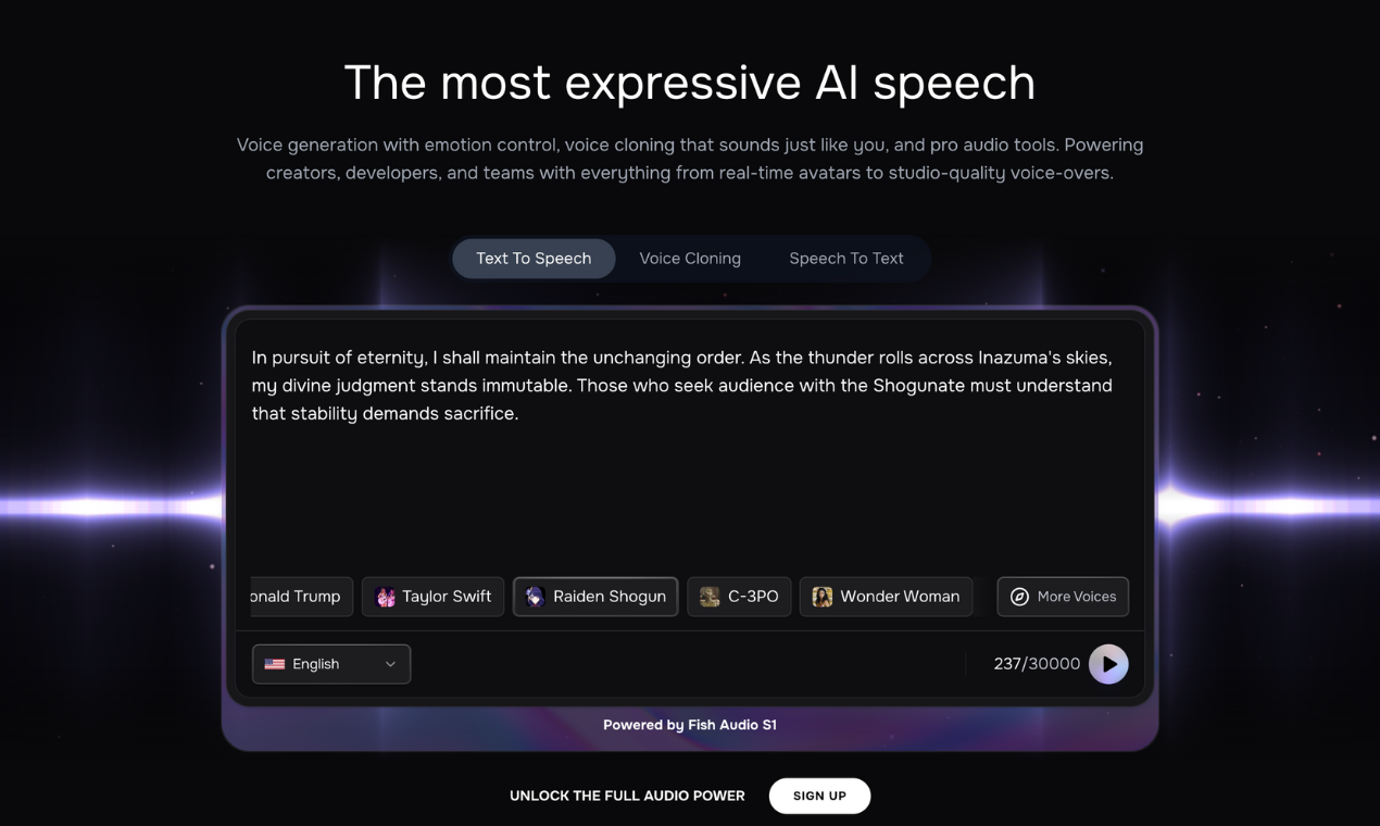 Fish Audio: Expressive Voice Cloning and Text-to-Speech | Product Hunt