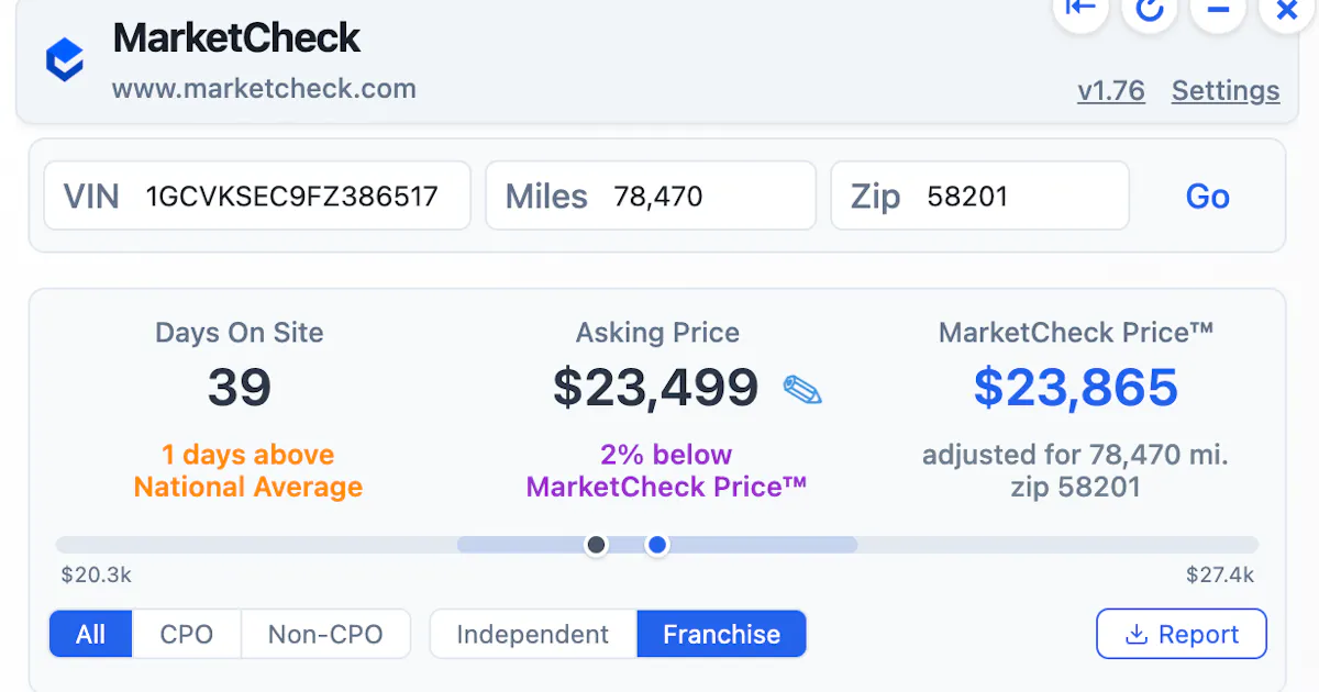 MarketCheck Chrome Extension