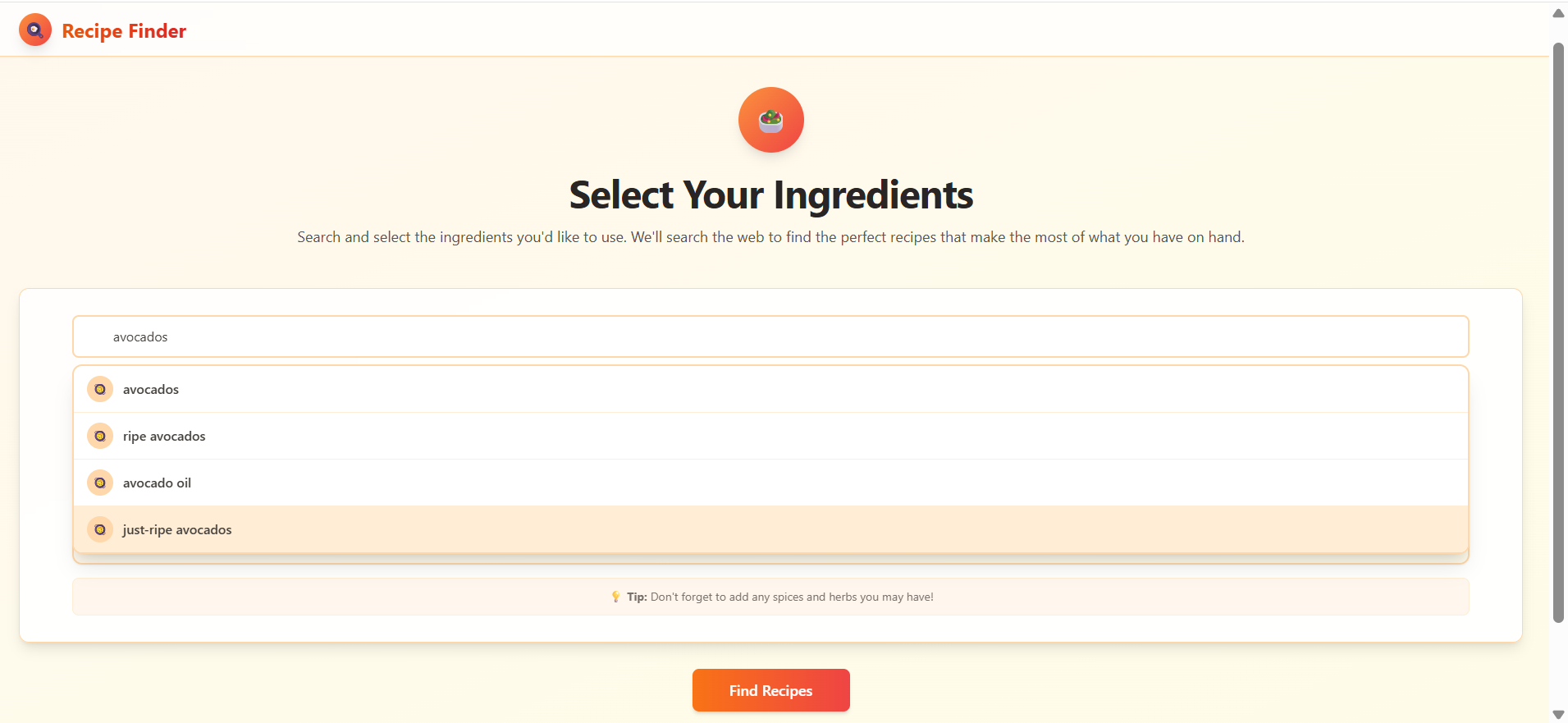 Recipe Finder Demo gallery image