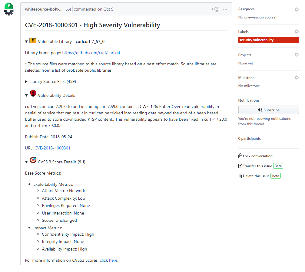 WhiteSource Bolt for GitHub gallery image
