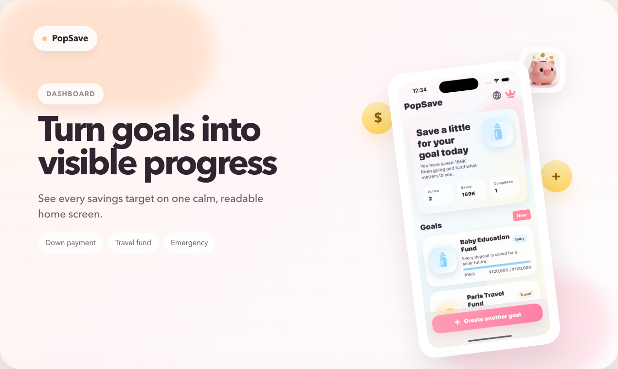 PopSave - Savings Goal Tracker gallery image