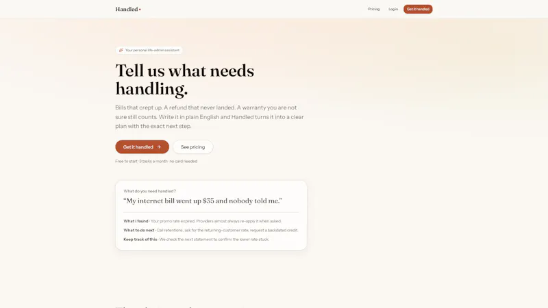 Handled  — Tell us what needs handling. screenshot 1