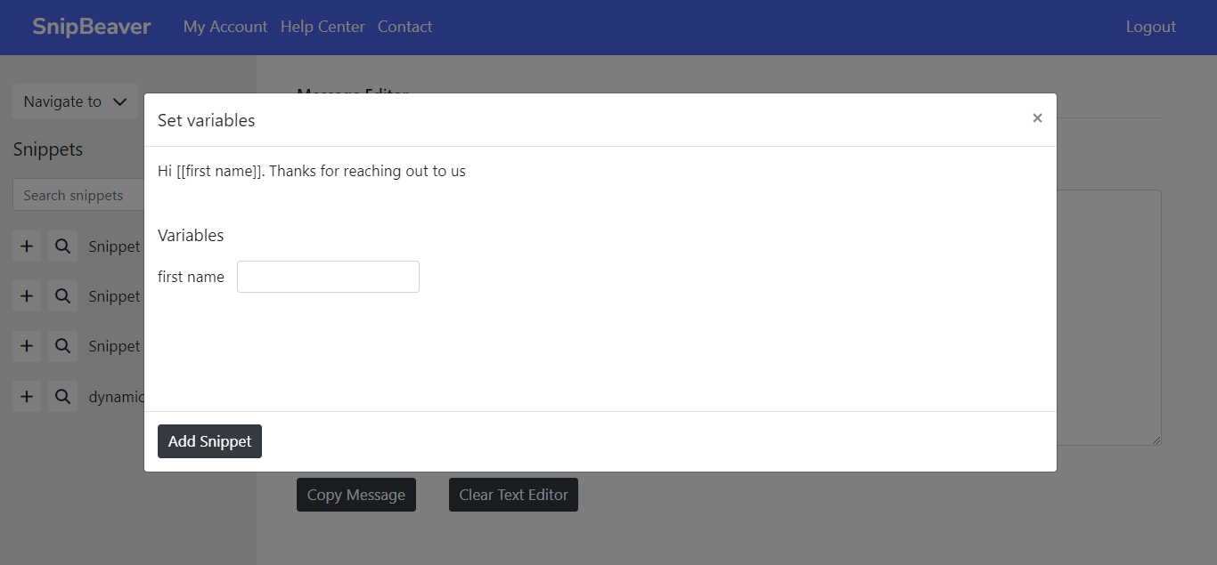 Mídia 4 de SnipBeaver - Crie mensagens combinando trechos de texto pré-salvos