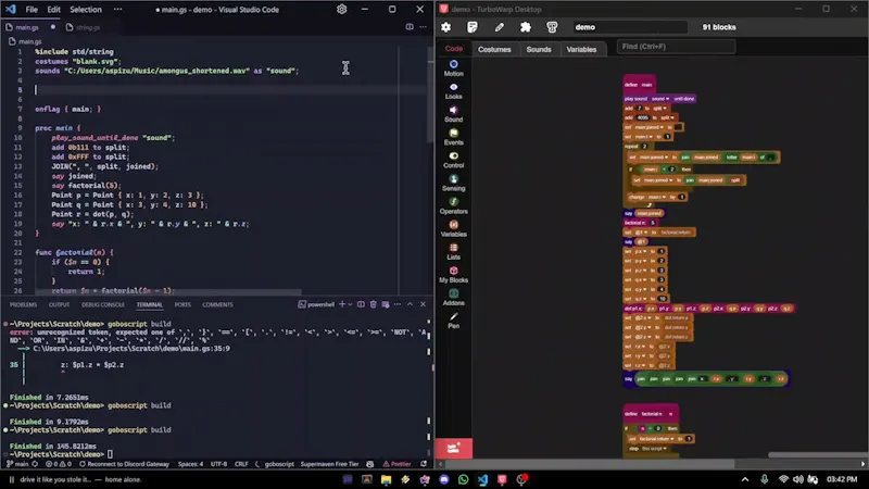 goboscript screenshot 1 (video preview)