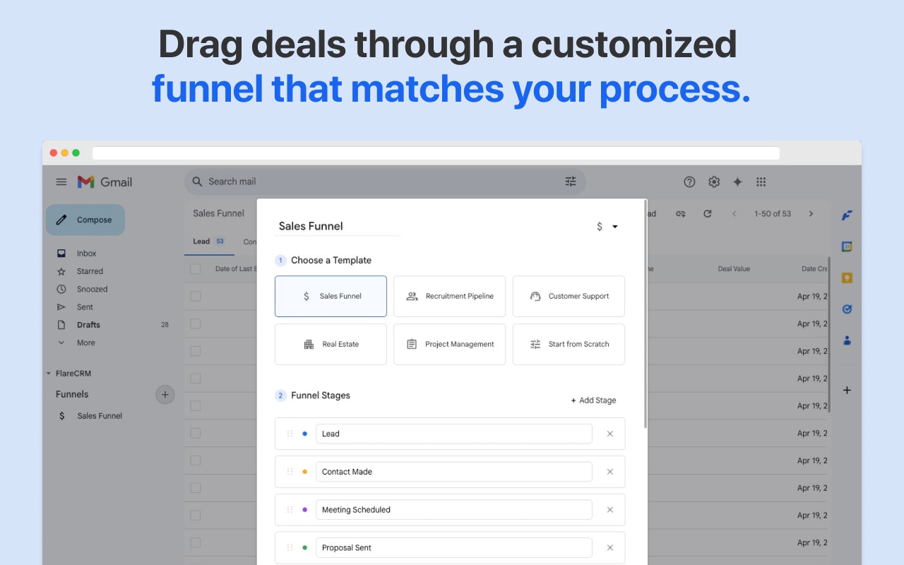 Flarecrm - Gmail CRM nativo - Un CRM liviano que vive dentro de Gmail media 5
