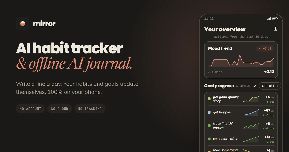 Mirror - AI Habit Tracker & Journal 截图 1
