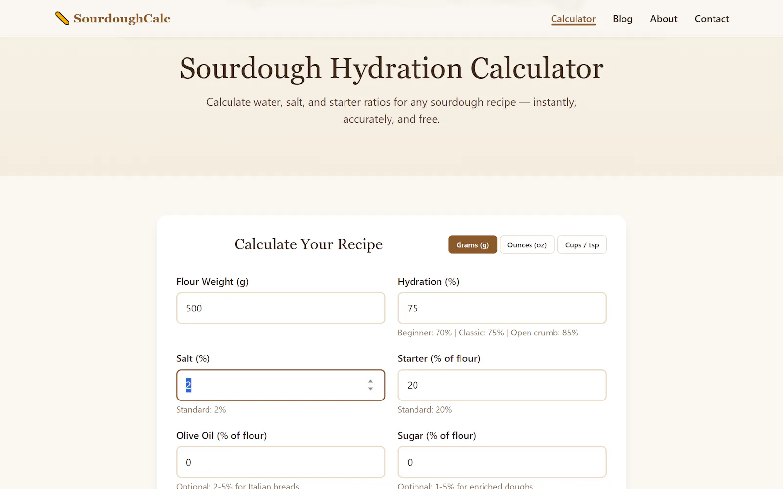 SourdoughCalc screenshot 1