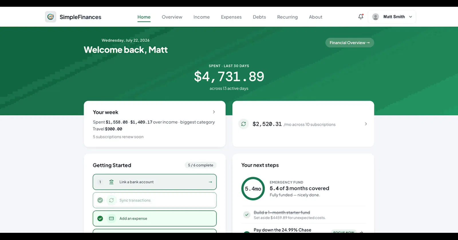 SimpleFinances screenshot 2