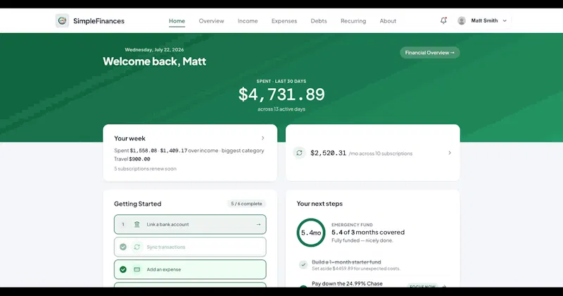 SimpleFinances screenshot 2
