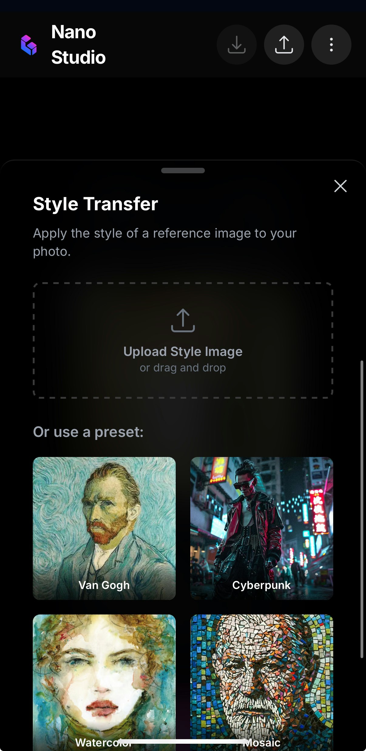 Média Nano studio - Modifiez les images avec l'IA, pas d'invites, juste un clic. 5