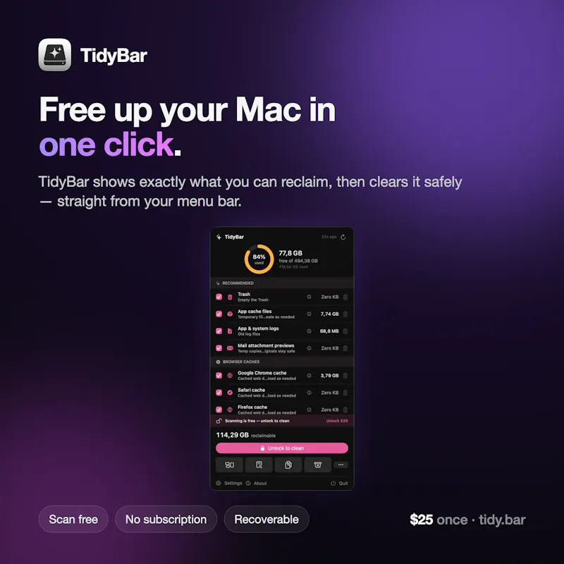 TidyBar screenshot 1