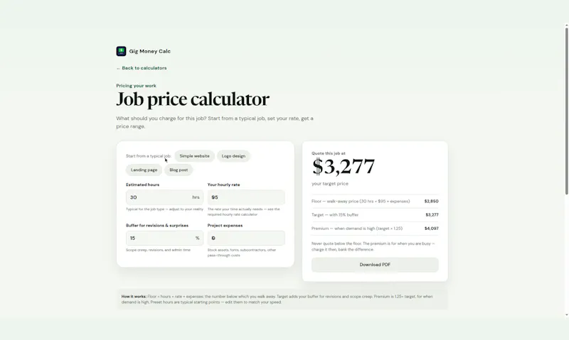 GigMoneyCalc screenshot 3